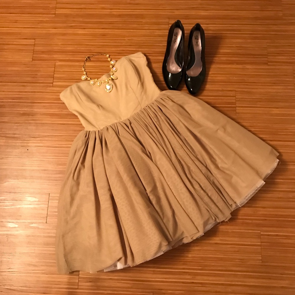 Allison Parris Nude Strapless Petticoat Dress